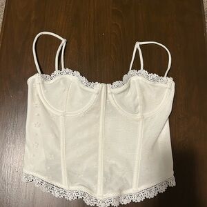 White Fox White Lace Trim Corset Top